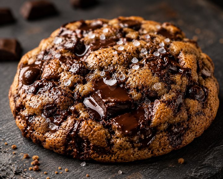 The Ambrosia Cognac Cookie, thick and crackled with pools of melted European chocolate and flaked salt.